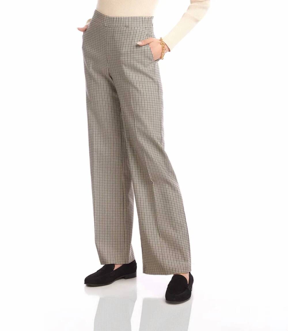 NEW KAREN KANE soraya straight leg trousers in cream and black